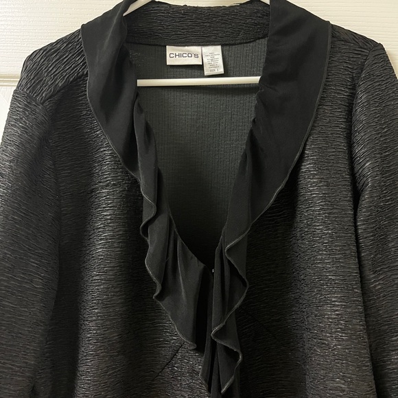 Chico's Black Ruffled Blazer - Picture 2 of 7